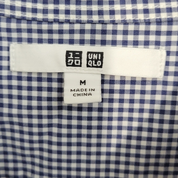 Uniqlo Button Down Shirts Blue Checkerd Size Medium - Picture 3 of 3